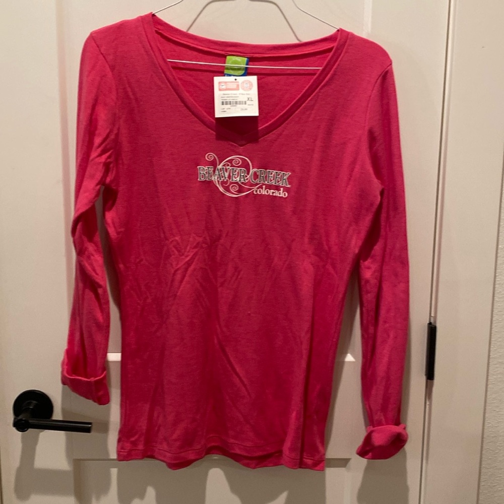 U-Trau Beaver Creek Ladies Long Sleeve T-Shirt.  Size XL.  Pink.‎  Cotton/Poly